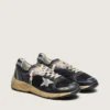 Women’s Dad-Star in black and silver mesh and nappa with ice-gray star