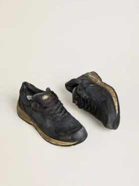 Women’s Dad-Star in black naplak and crackle leather with black star and heel tab