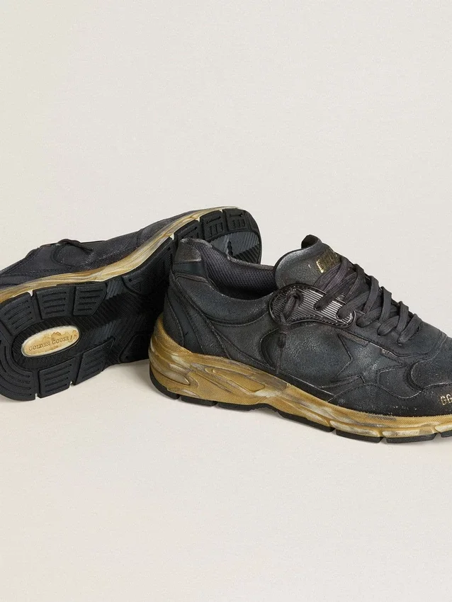 Men's Dad-Star in black naplak and crackle leather with black star and heel tab
