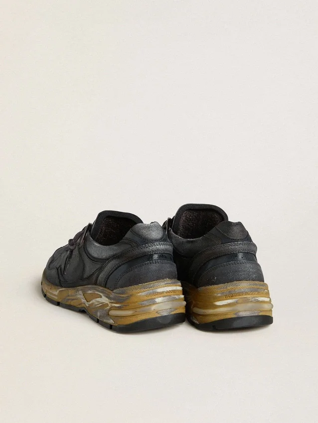Men's Dad-Star in black naplak and crackle leather with black star and heel tab