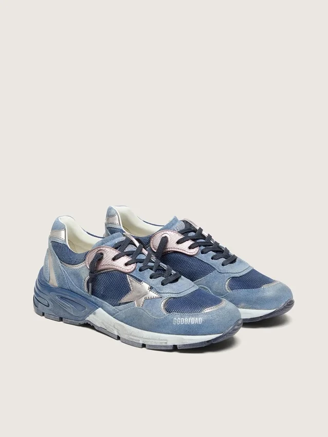 Men’s Dad-Star in denim-blue suede with silver leather star
