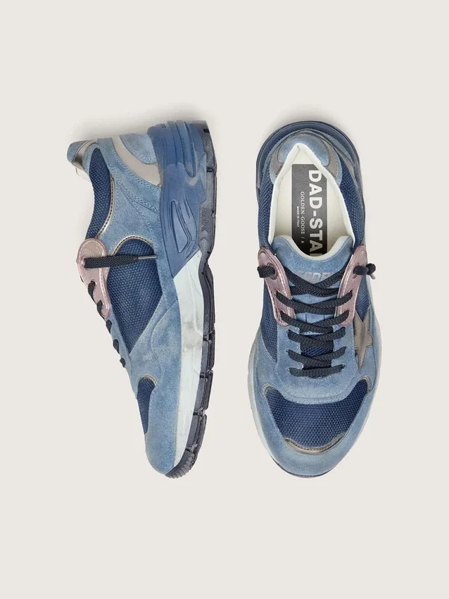 Men’s Dad-Star in denim-blue suede with silver leather star