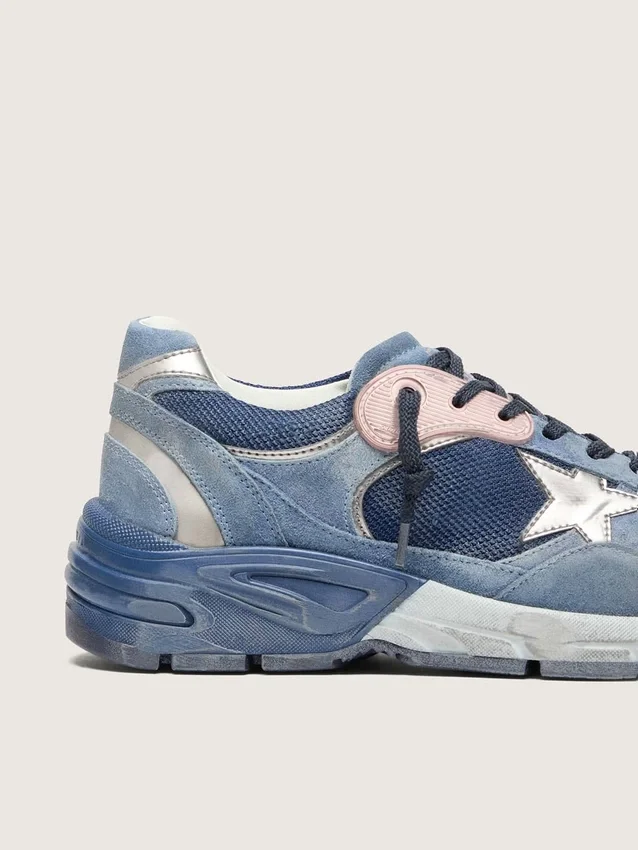 Men’s Dad-Star in denim-blue suede with silver leather star