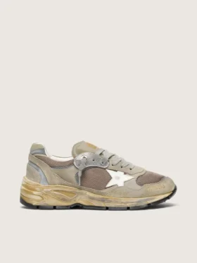 Women's Dad-Star in dove-gray suede and silver mesh with white leather star and suede heel tab