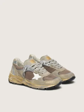 Women’s Dad-Star in dove-gray suede and silver mesh with white leather star and suede heel tab