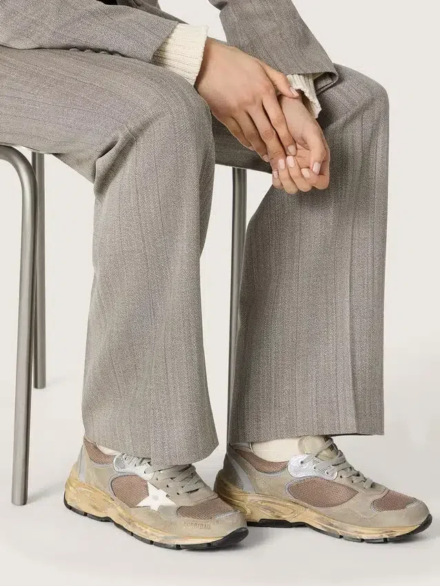 Women's Dad-Star in dove-gray suede and silver mesh with white leather star and suede heel tab