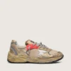 Men's Dad-Star in gold laminated leather and mesh with white leather star and gold leather heel tab