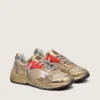 Men's Dad-Star in gold laminated leather and mesh with white leather star and gold leather heel tab