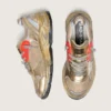 Men's Dad-Star in gold laminated leather and mesh with white leather star and gold leather heel tab