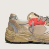 Men's Dad-Star in gold laminated leather and mesh with white leather star and gold leather heel tab