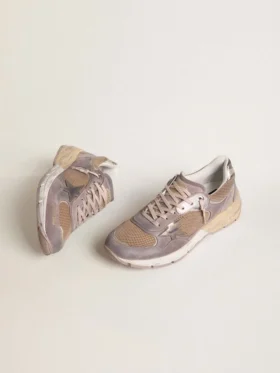 Women’s Dad-Star in lilac suede and mesh with laminated leather star and heel tab
