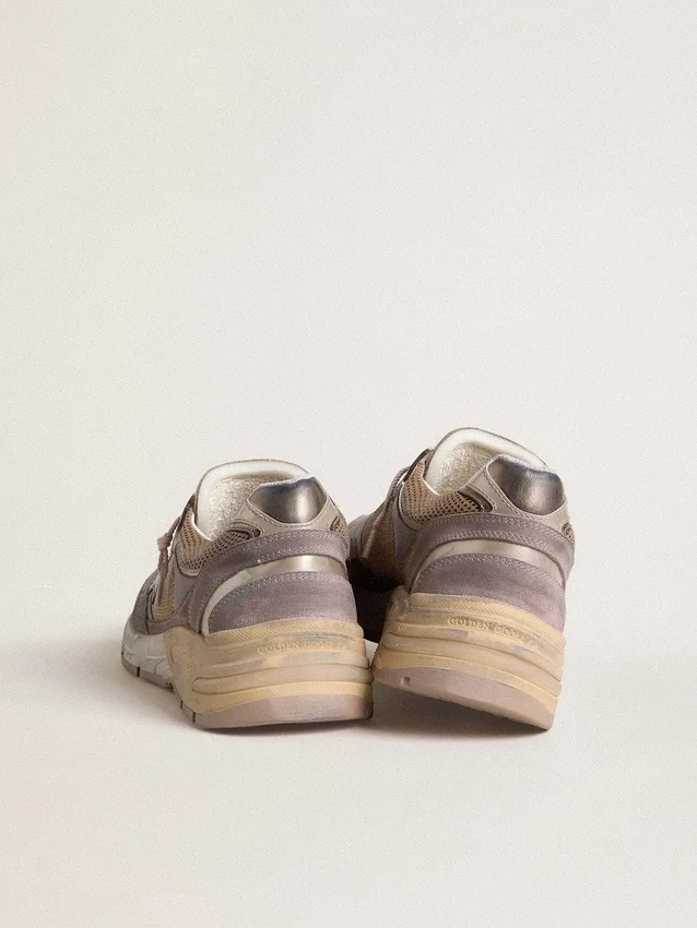 Women's Dad-Star in lilac suede and mesh with laminated leather star and heel tab