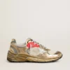 Women's Dad-Star in mesh and gold foiled leather with white leather star