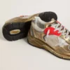 Women's Dad-Star in mesh and gold foiled leather with white leather star