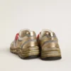 Women's Dad-Star in mesh and gold foiled leather with white leather star