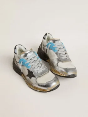 Women’s Dad-Star in mesh and silver foiled leather with black suede star