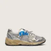 Men's Dad-Star in silver laminated leather and mesh with white leather star and silver heel tab