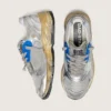 Men's Dad-Star in silver laminated leather and mesh with white leather star and silver heel tab