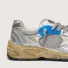 Men's Dad-Star in silver laminated leather and mesh with white leather star and silver heel tab
