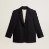 Women’s dark blue wool-blend blazer jacket