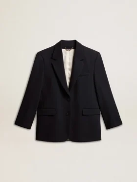 Women’s dark blue wool-blend blazer jacket