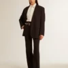 Women’s dark blue wool-blend blazer jacket
