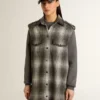 Women's dark gray wool-blend shirt dress