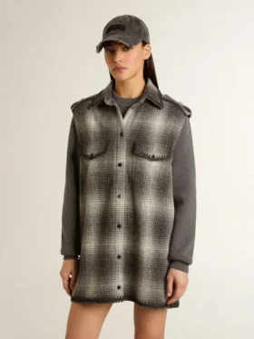 Women’s dark gray wool-blend shirt dress