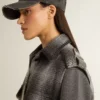 Women's dark gray wool-blend shirt dress