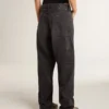 Women's distressed black cotton jeans with front patches