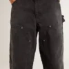 Women's distressed black cotton jeans with front patches
