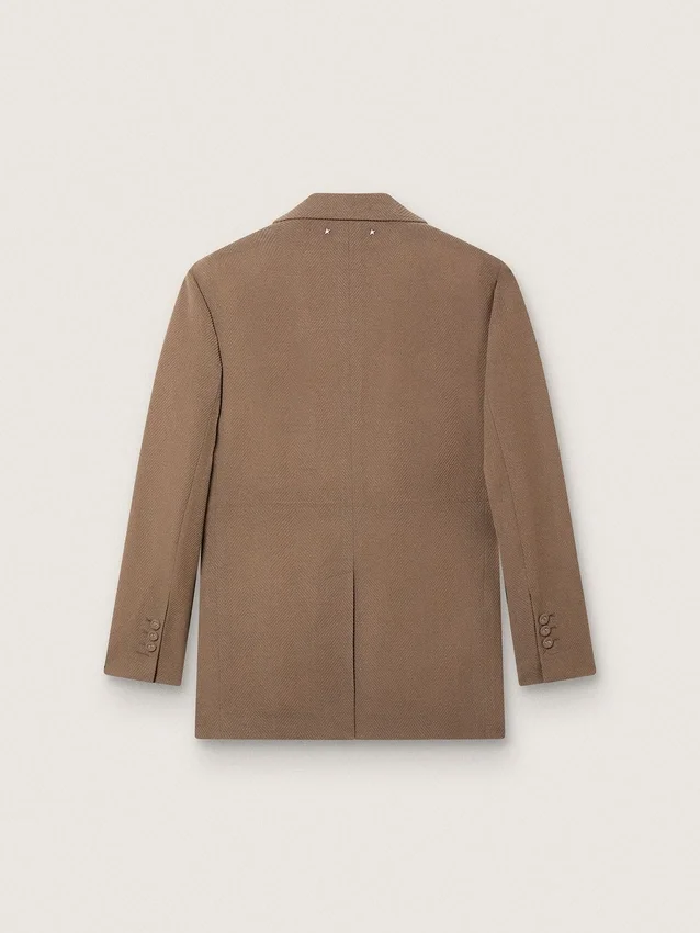 Women's double-breasted blazer in dove-gray chevron wool blend