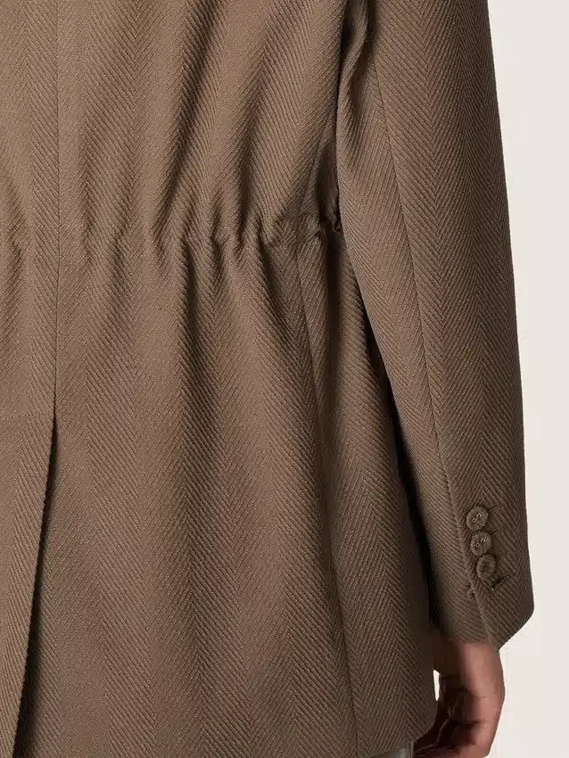 Women's double-breasted blazer in dove-gray chevron wool blend