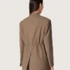 Women's double-breasted blazer in dove-gray chevron wool blend