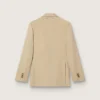 Women’s double-breasted blazer in sand with gold heraldic buttons