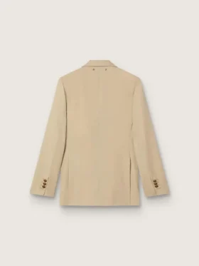 Women’s double-breasted blazer in sand with gold heraldic buttons