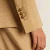 Women’s double-breasted blazer in sand with gold heraldic buttons