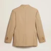 Women’s double-breasted blazer in sand with gold heraldic buttons