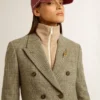 Women's double-breasted blazer in Shetland wool