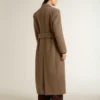 Women's double-breasted coat in a beige wool blend