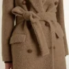 Women's double-breasted coat in a beige wool blend