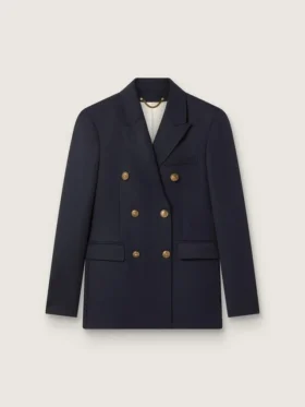 Women's double-breasted dark blue blazer