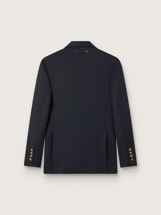Women's double-breasted dark blue blazer