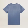 Women's faded light blue T-shirt with print on the chest