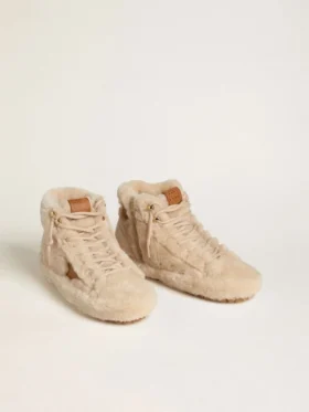 Women’s Francy in beige shearling with brown leather star