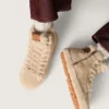 Women's Francy in beige shearling with brown leather star