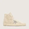 Women's Francy in beige suede with silver glitter star