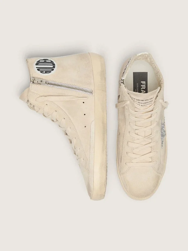 Women's Francy in beige suede with silver glitter star
