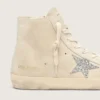 Women's Francy in beige suede with silver glitter star