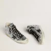 Women’s Francy in nylon with all-over silver sequins and black leather star